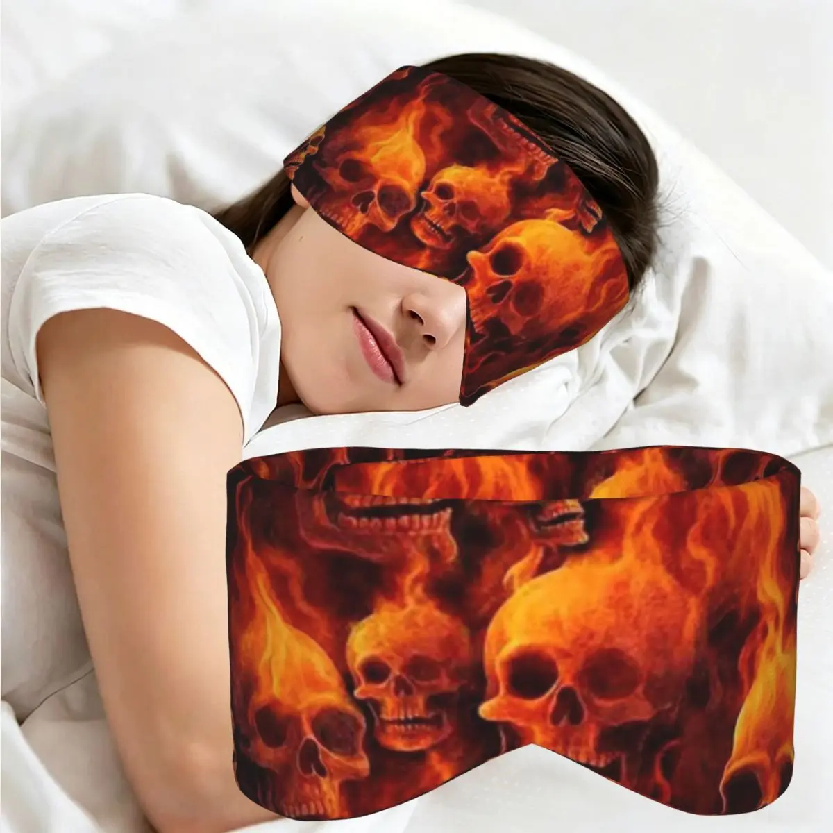 Antifaz para dormir con diseño de calavera flameante, bloqueador de luz, portátil, para niñas y niños, para dormir en casa, regalo para fiestas, antifaz para los ojos