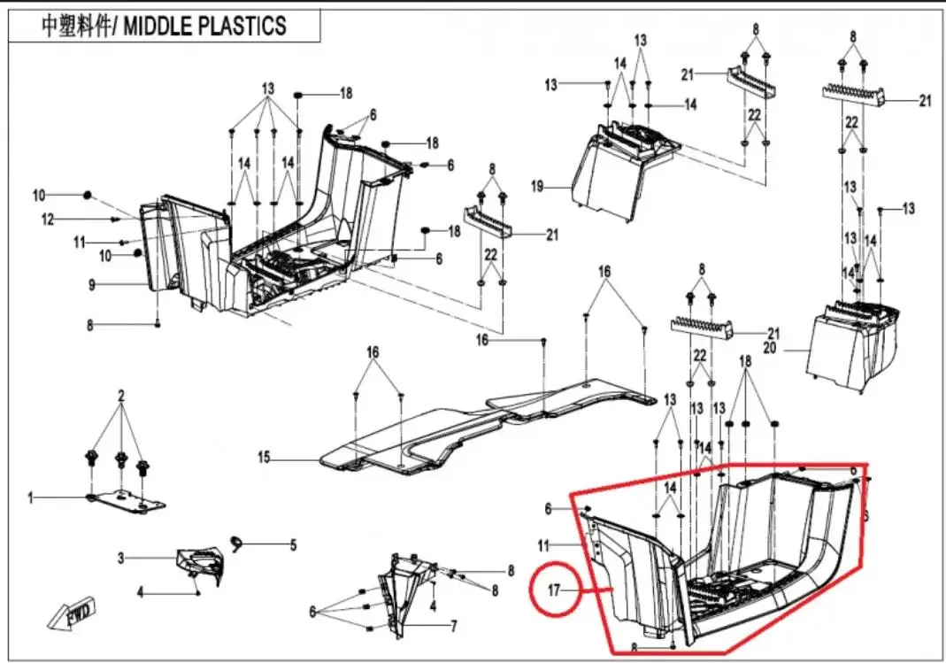 LH FOOTREST LONG MODEL.SUIT FOR CF600AU-3L Code 9CS#-042069-6402