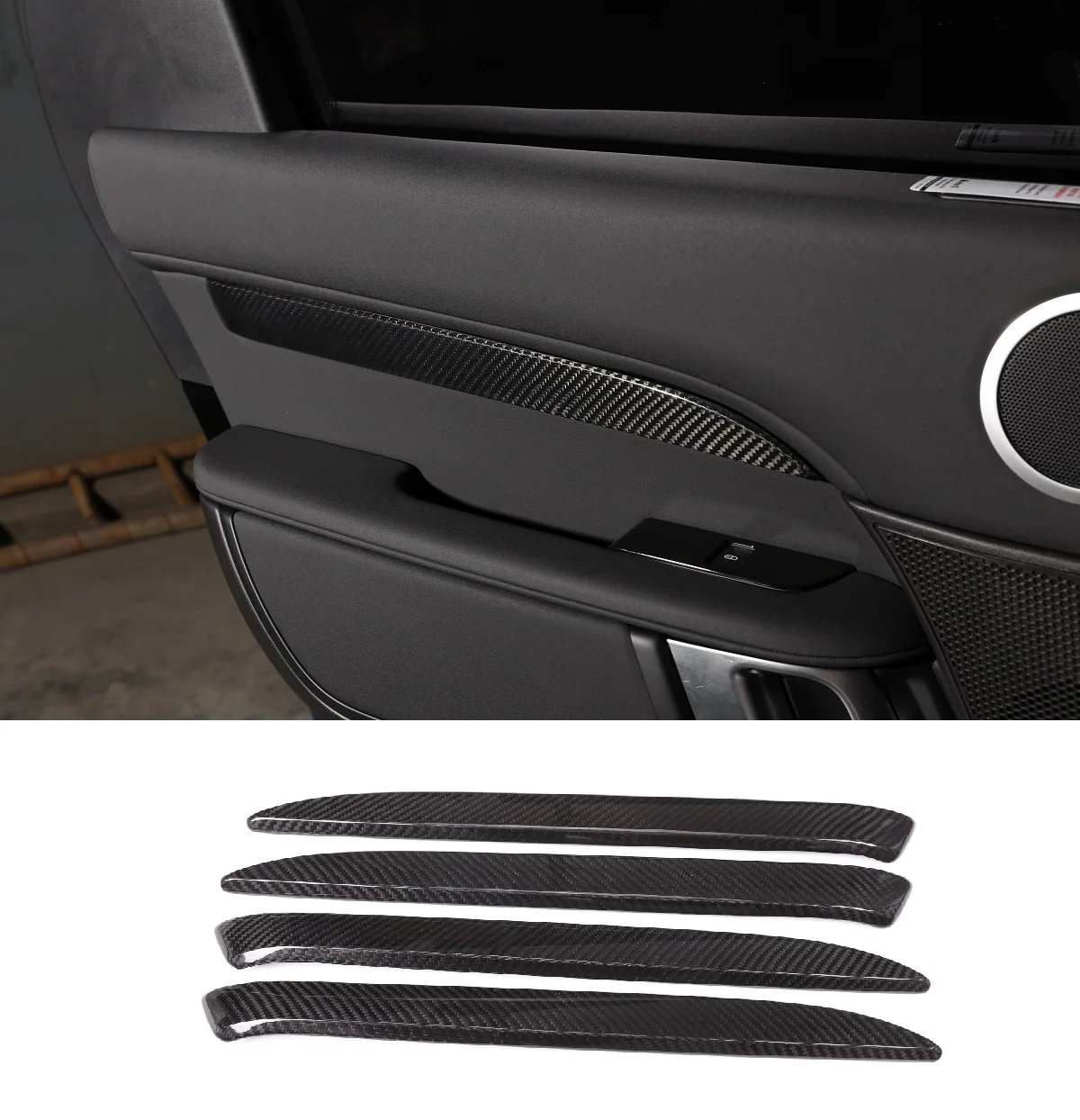 Real Carbon Fiber Interior Car Door Side Strips Cover Trim Fit For Land Rover Discovery 5 LR5 l462 2017-2020