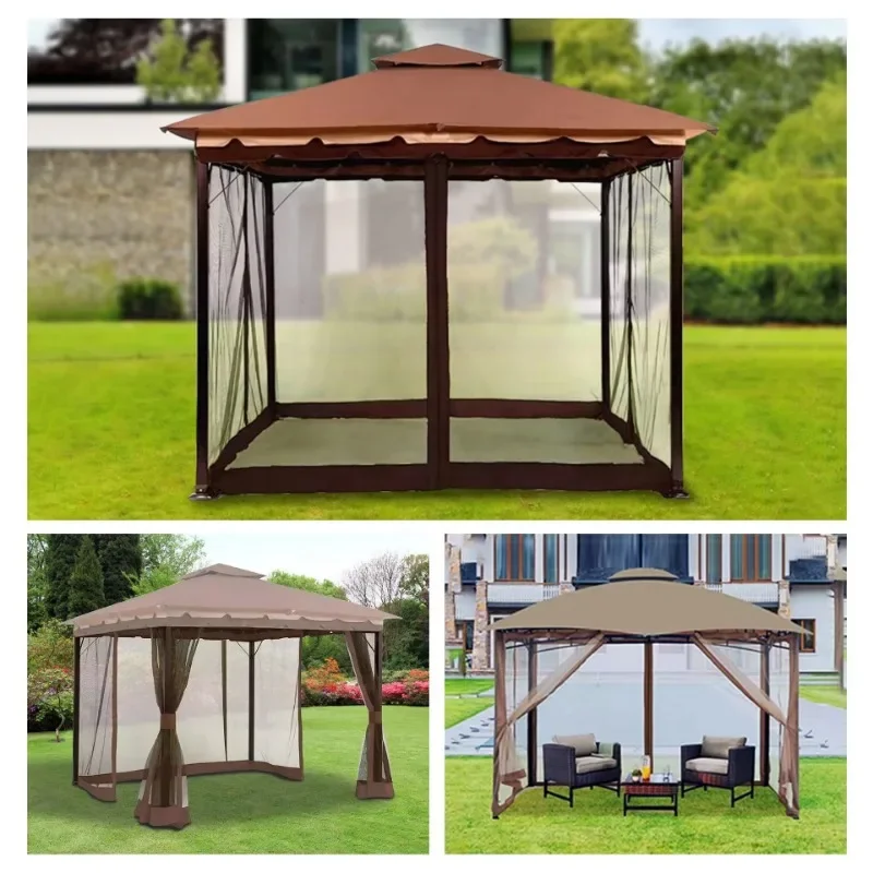 Folding Outdoor Awning Tent Large Families Waterproof Portable Gazebos mosquito net Camping Hiking Polyester Roof