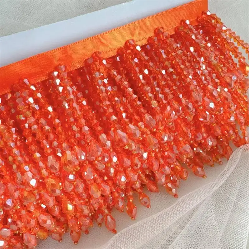 5,5 cm hohe Kristallanhänger-Perlenfransen-Spitze für DIY-Kleidung, Bühnenbekleidung, Heimdekoration, Kopfschmuck, dekorative Perlenquasten