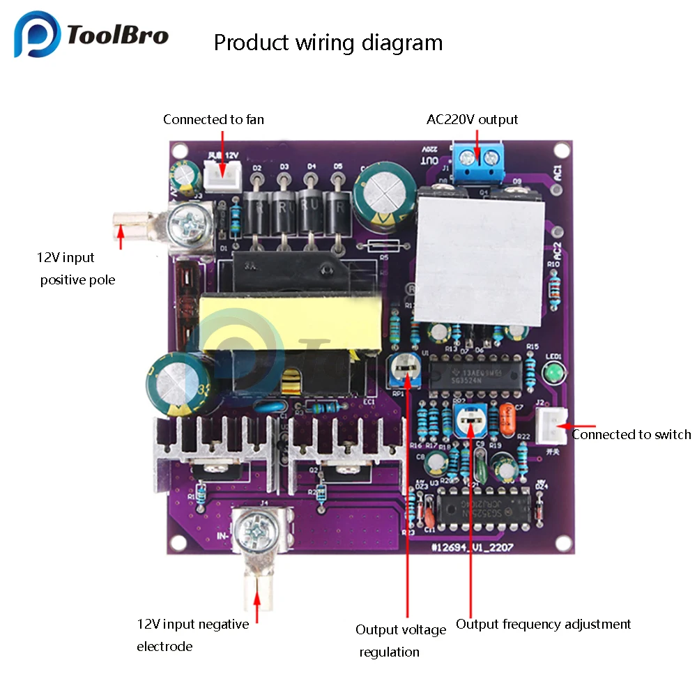 300W Düzeltilmiş Sinüs Dalga invertör panosu 50-60Hz DC-AC 12V için 220V Step Up Boost Dönüştürücü Güç Kaynağı Modülü dizüstü bilgisayar hoparlörü