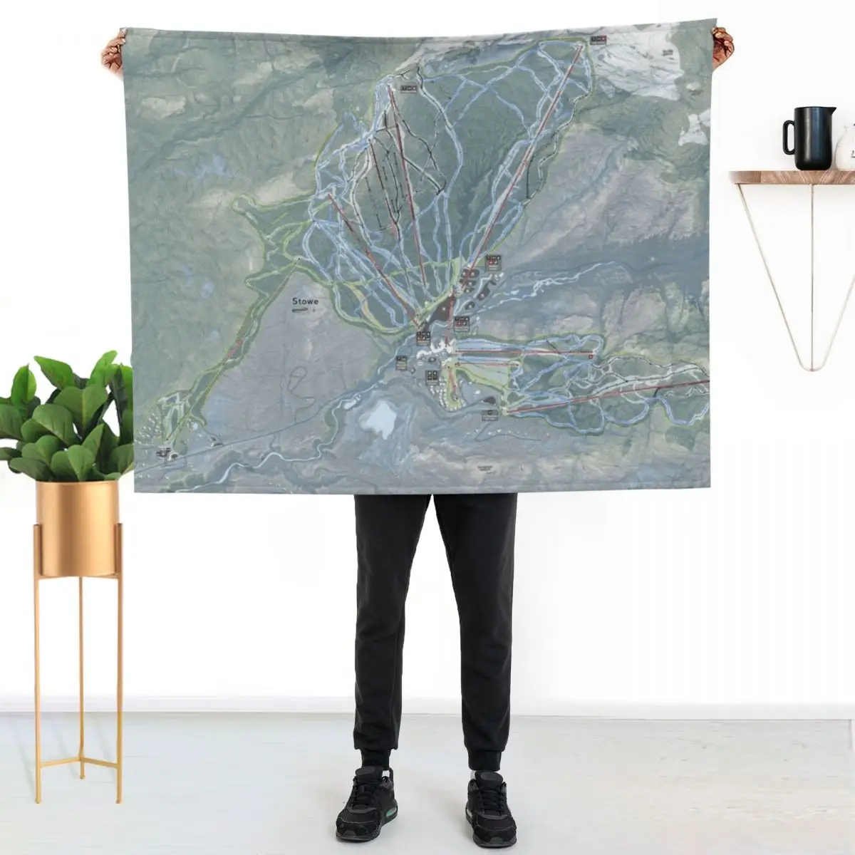 Stowe Mountain Resort Trail Map Throw Blanket Travel Single halloween Cute Flannel Extra Large Throw Blankets
