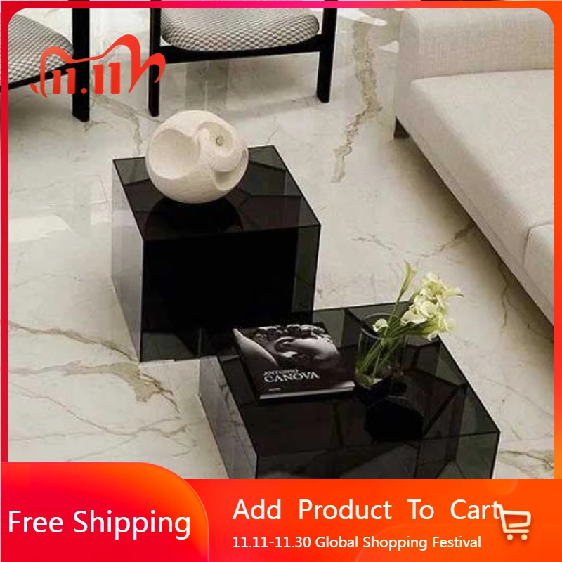 

Качественный креативный журнальный столик, итальянский прозрачный светильник, роскошный дизайнерский журнальный столик, стеклянная эстетичная вспомогательная мебель Mesa