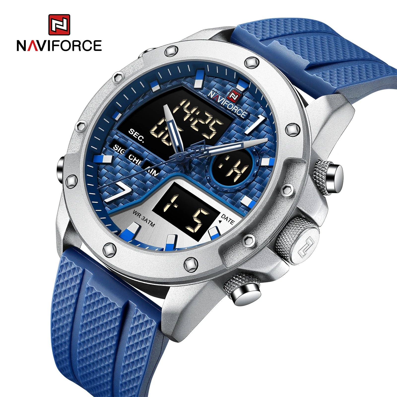 NAVIFORCE Men Watch Dual Display Coffee Sport Timepiece Chronograph Quartz Wristwatch Date Male Clock Relogio Masculino NF9221