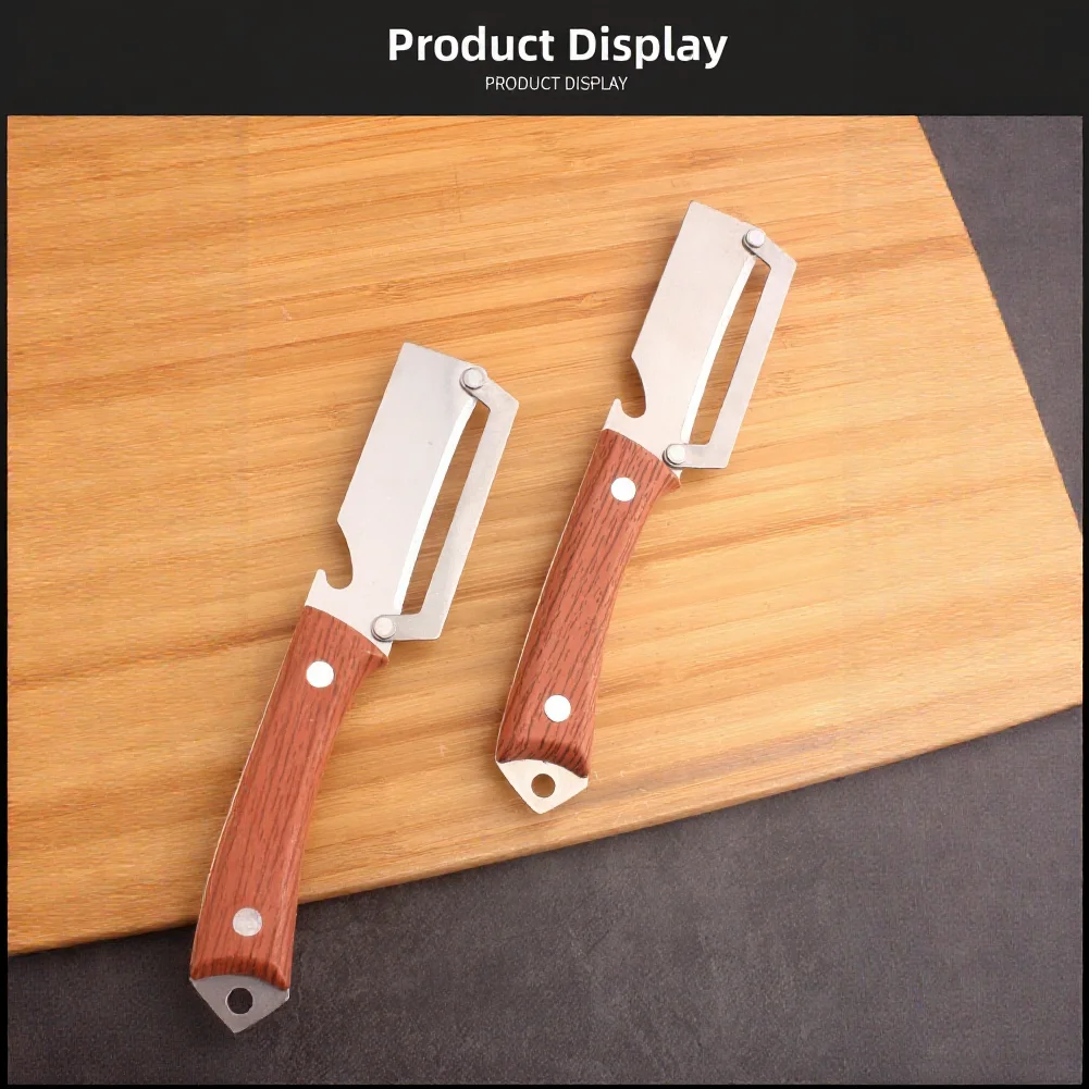 1/2Pcs Kitchen Peeler Bottle Opener Stainless Steel Fruits And Vegetables Peeler Wood Handle Peeling Slicing Tool