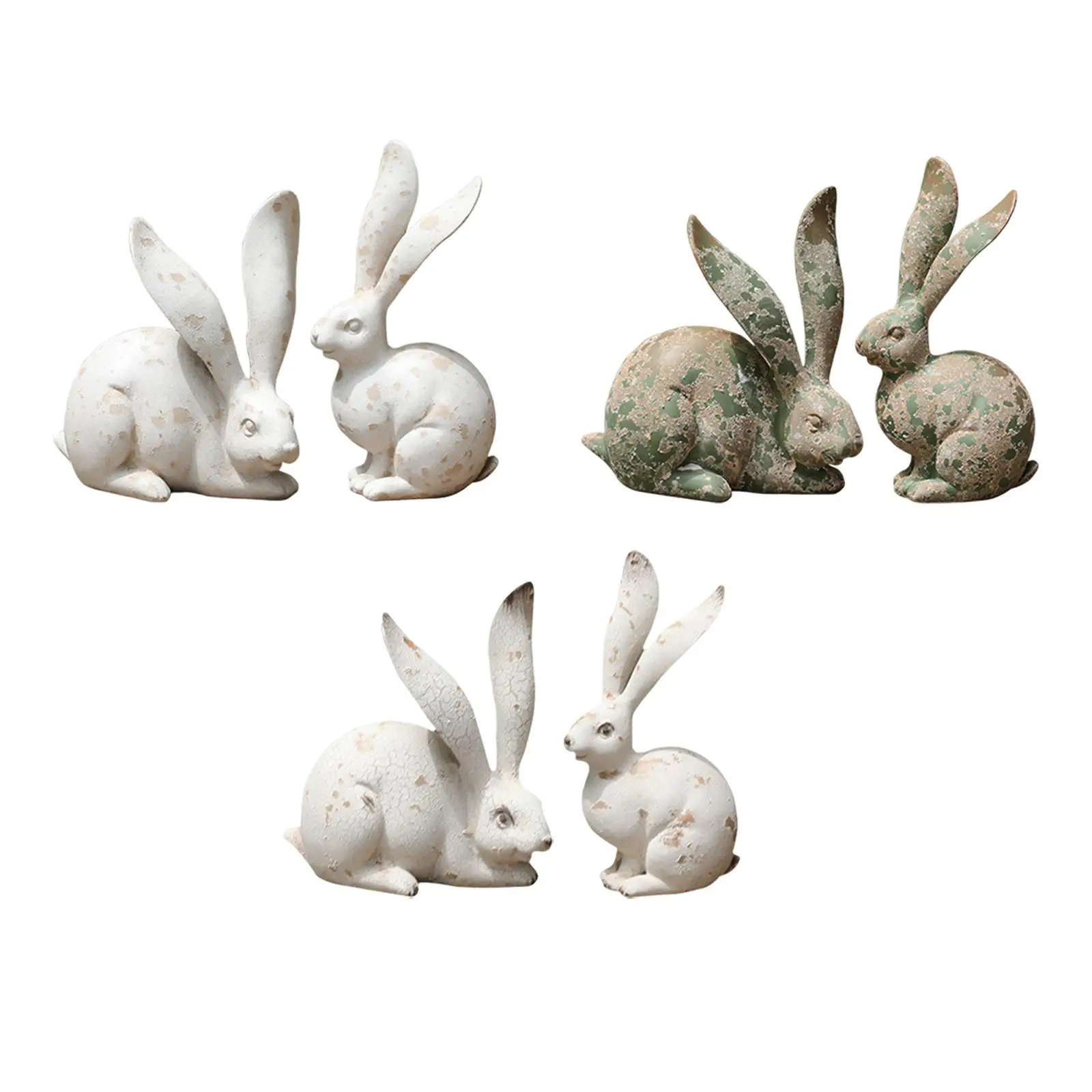 

2x Rabbit Figurines Ornaments Animal Sculpture for Courtyard Balcony Office