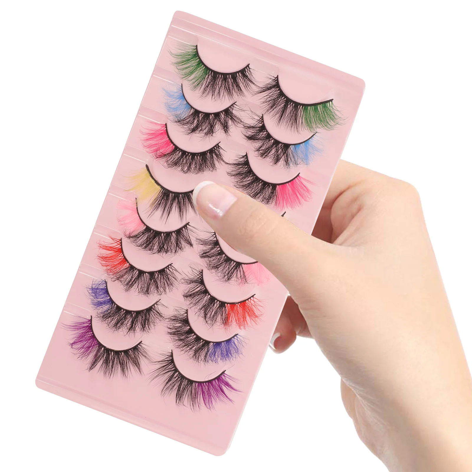 8Pairs Colored False Eyelashes Natural Look Chemical Fiber Lashes for Party Photo Everyday Wear Easy Apply Comfortable Faux