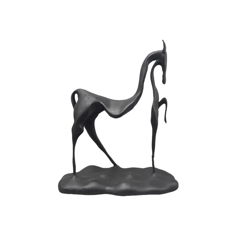 

Nordic Creative Geometric Cast Iron Walking Horse Animal Sculpture Ornament