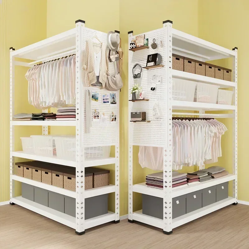 Modern Household GoodsShelf Hanger Clothes Rod Wardrobe Open Cloakroom Multi-layer Shelf Hole Board Floor Shelf