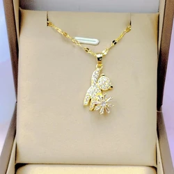 Fashionable and Exquisite Hand-raised Bear Windmill Necklace Classic Personality Light Luxury Rotatable Collarbone Chain Gift