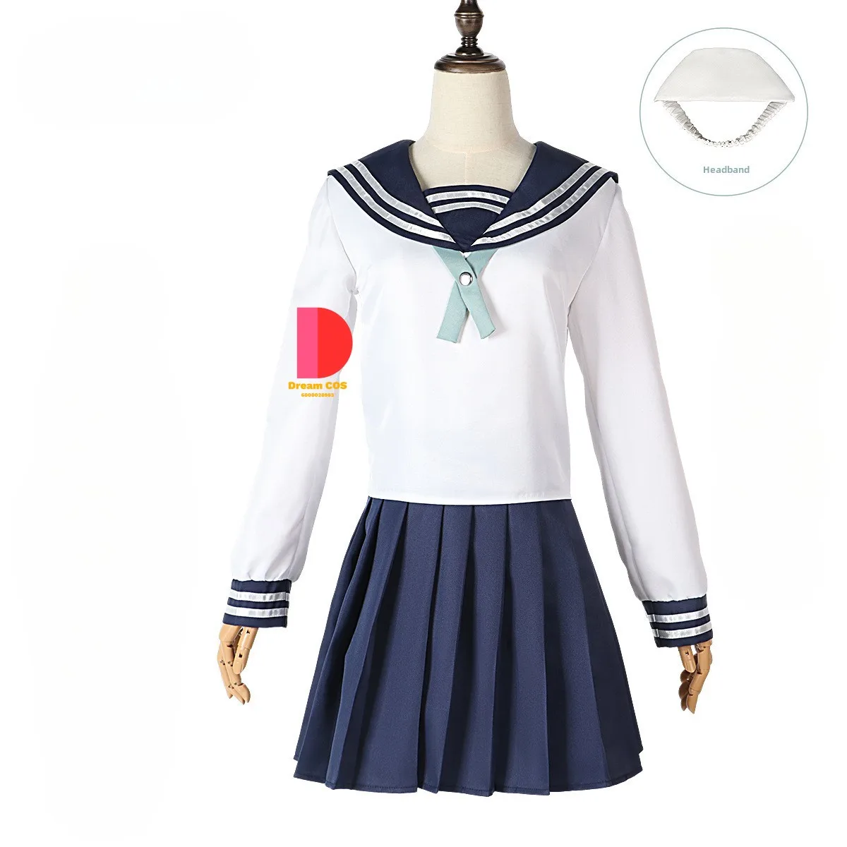 

Amanaii Riiko Cosplay Costume From Jujjutssu Kaiisen with Wig and Skirt Sailor Uniform Synthetic Braid for Halloween Christmas