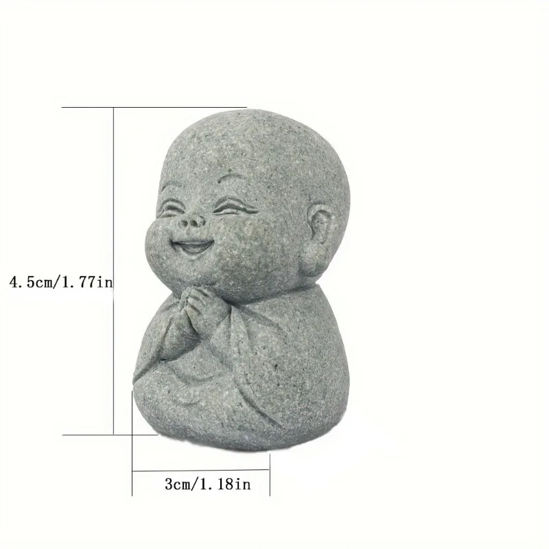 Buddha Stone Statue Little Buddhist Monks Tibetan Buddhism Figurines Zen Garden Ornament Meditation Home Aquarium Decoration