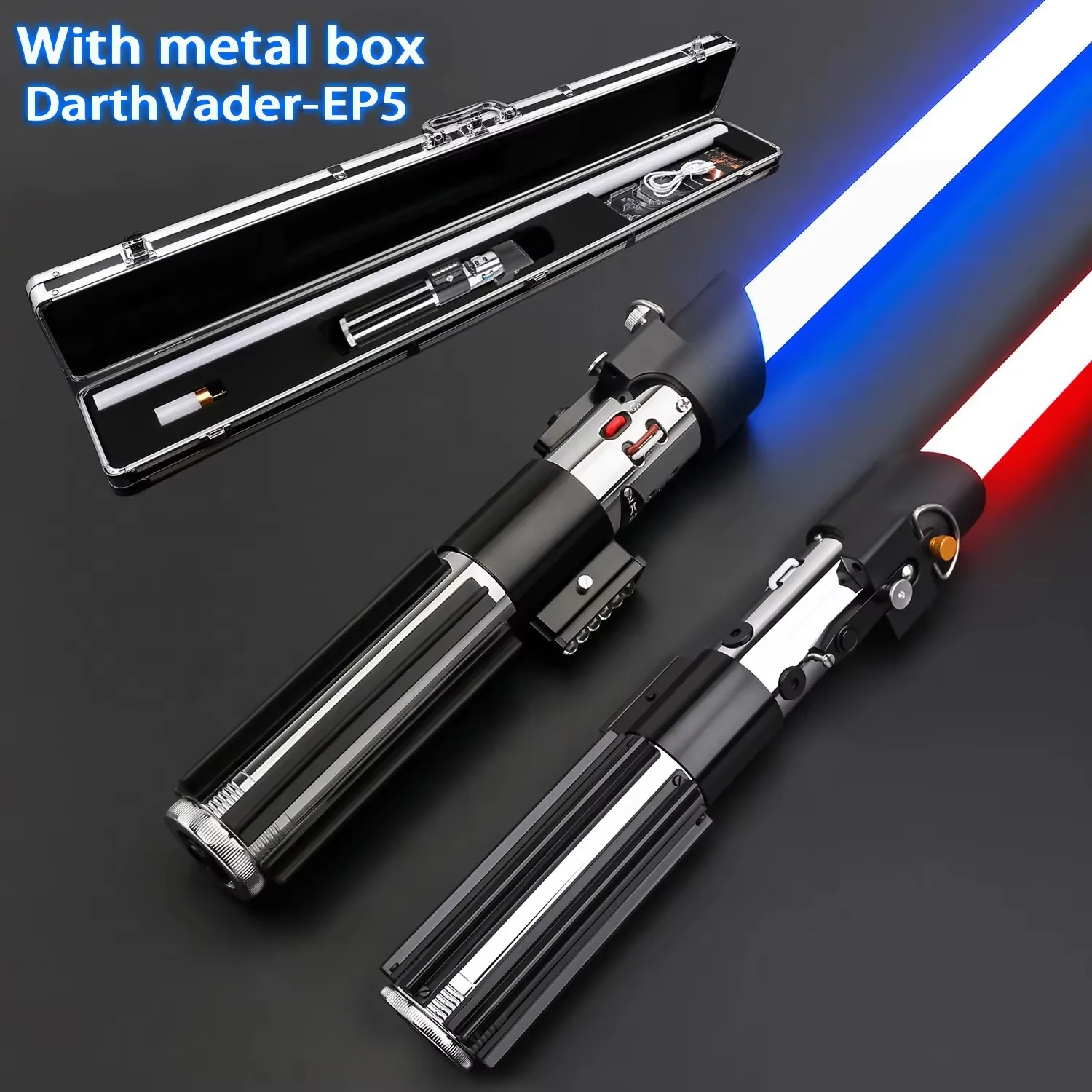 

TXQSABER Vader EP5 EP3 TJ With metal Box RGB Heavy Dueling Neo Pixel Proffie Smooth Swing Lightsaber Force Blaster Laser Sword