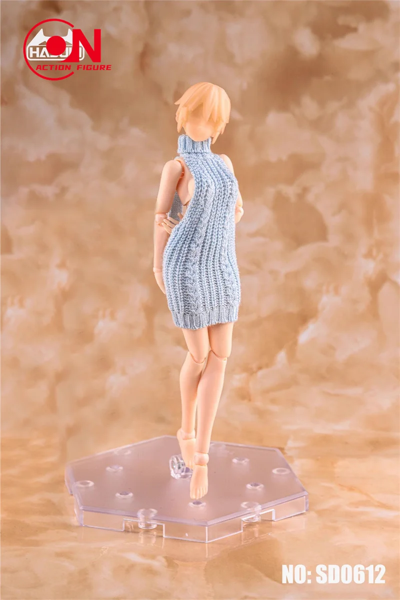 Em estoque hasuki 1/12 sd06 sd07 soldado feminino sem costas hip abraçando vestido suéter de malha artesanal para brinquedo de figura de ação de 6 polegadas
