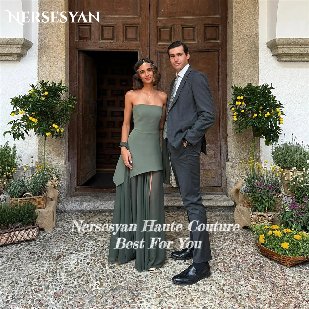 Nersesyan vert Olive robes de bal élégantes épaules dénudées fente latérale robes de soirée formelles 2025 vestidos para mujer personnalisé