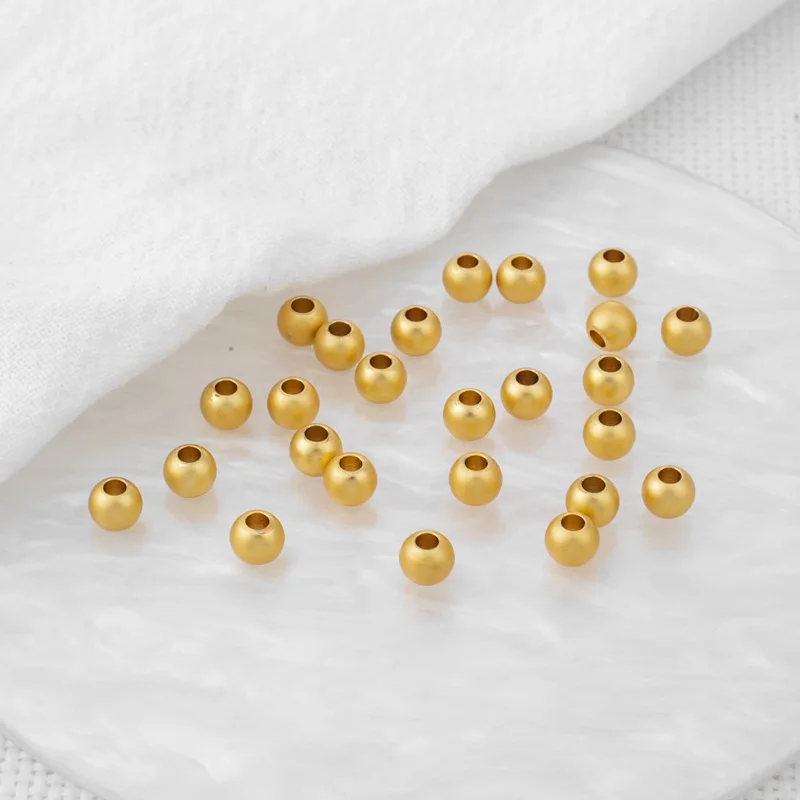100 pcs 18k Gold Plated Sand gold Spacer Beads Bracelet Necklace  DIY Jewelry Making Accessories 2.5 3 4 5 6mm