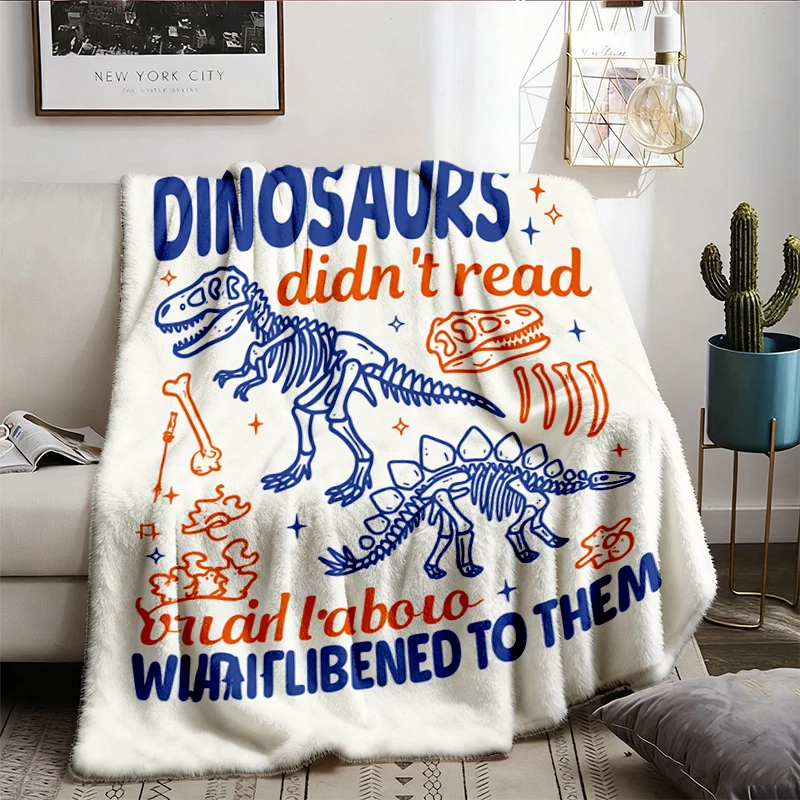 Funny Teacher Flannel Blanket, , Dinosaurs Didn't Read, Reading Flannel Throw, Book Lover, Language Arts