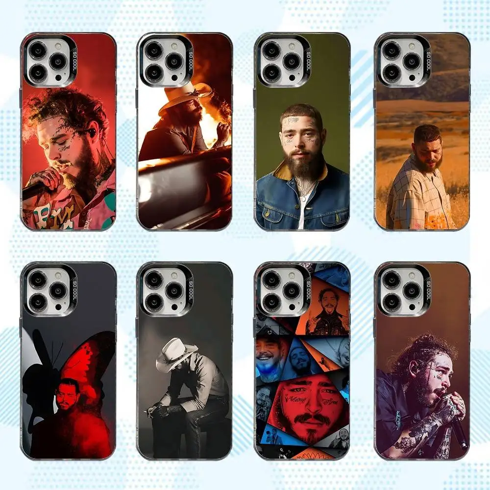 

P-Post Rapper M-Malone Phone Case For iPhone 16,15,14,13,12,11,Mini,Pro,SE,MAX White Matte Shockproof Cover