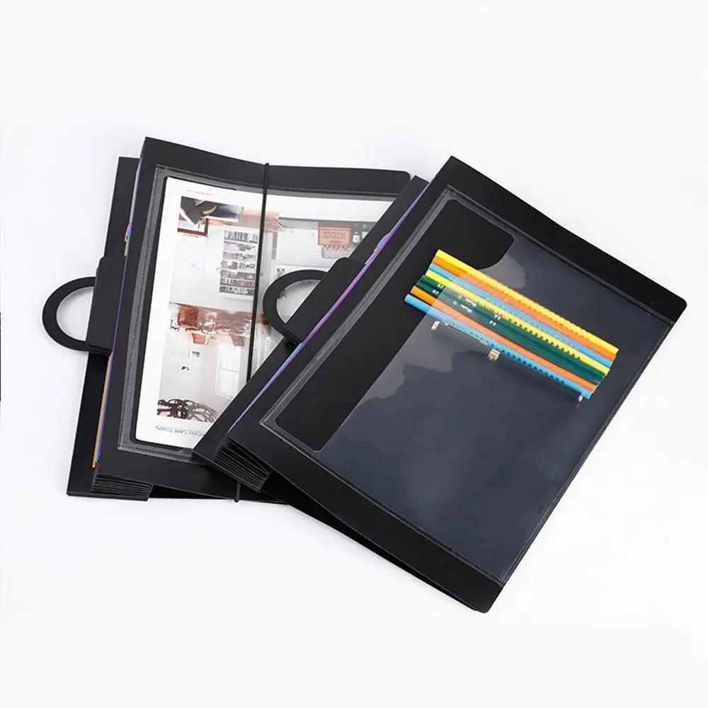 

6 Pockets Portable Fodable Hanging File Folders Contracts Magazine Test Paper Rainbow File Organizer File Storage Bag