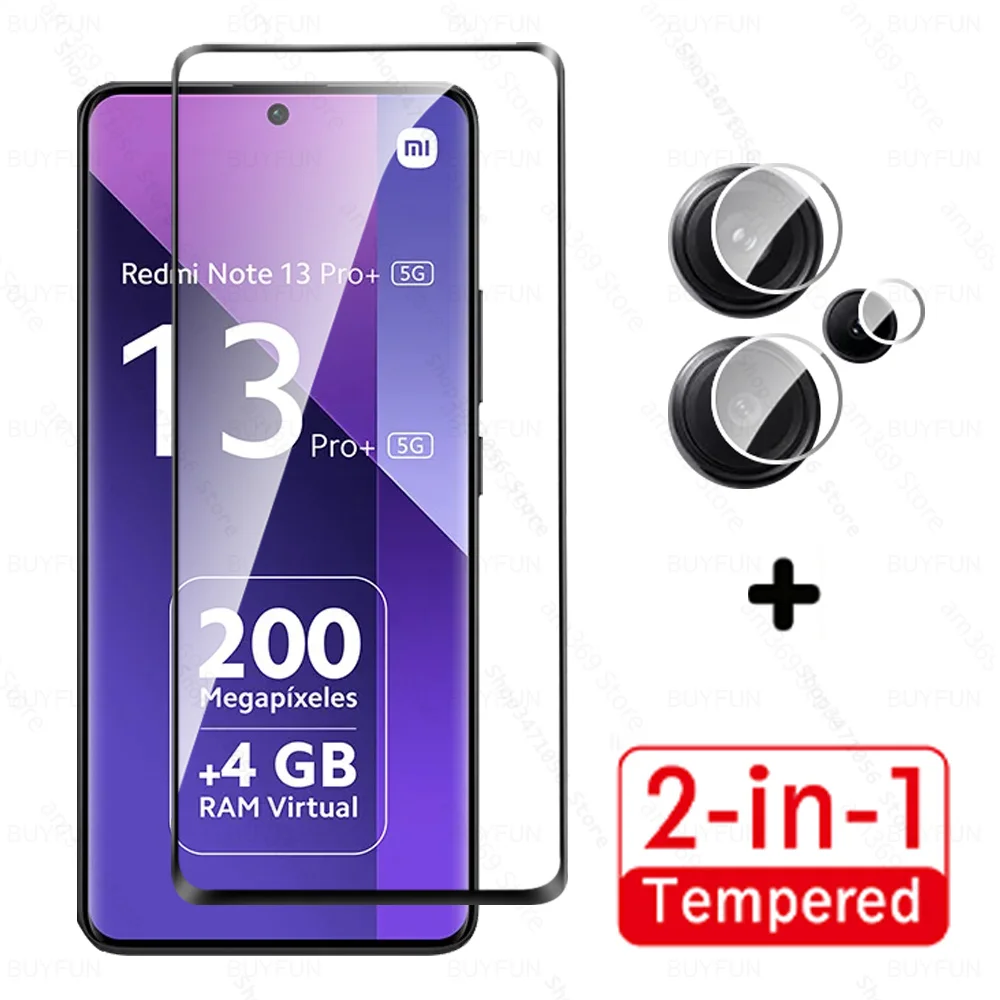 2in1 Curved Tempered Glass For Xiaomi Redmi Note 13 Pro+ Camera Lens Screen Protector Redmy Note13 Pro Plus 13ProPlus 5G Global