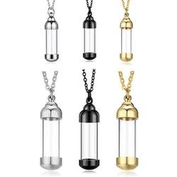 Stainless Steel Acrylic Cremation Urn Pendant Ashes Holder Memorial Pendant Necklace with Chain Keepsake Jewelry