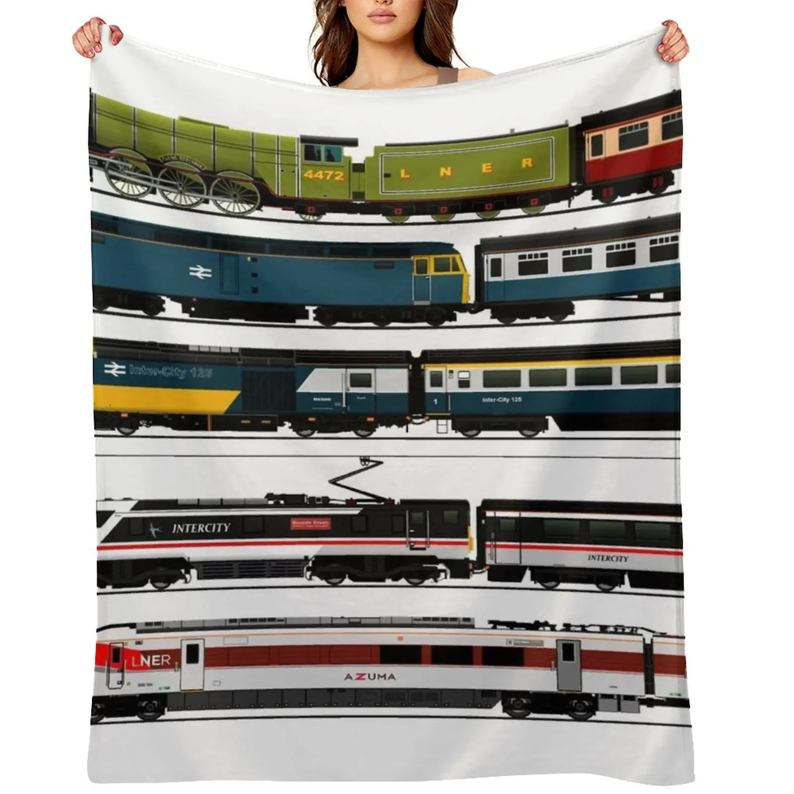 

British Locomotives Throw Blanket blankets and throws Camping For Baby Decoratives Blankets