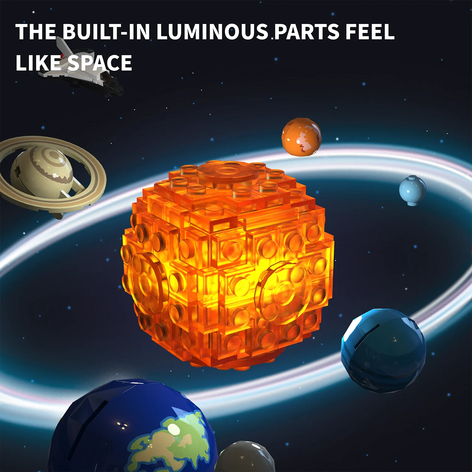 T5002 우주 시리즈 모델 조립 장식품 전기 회전 태양계 빌딩 블록 장난감 어린이 장난감 선물