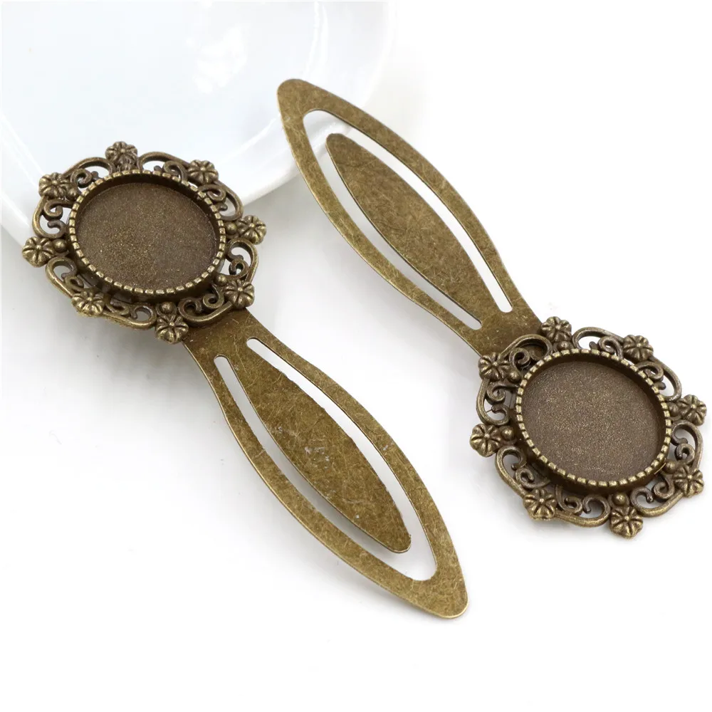 New Fashion 2pcs 18mm Inner Size Antique Bronze Silver Plated Vintage Style Handmade Bookmark Cabochon Base  Cameo Setting