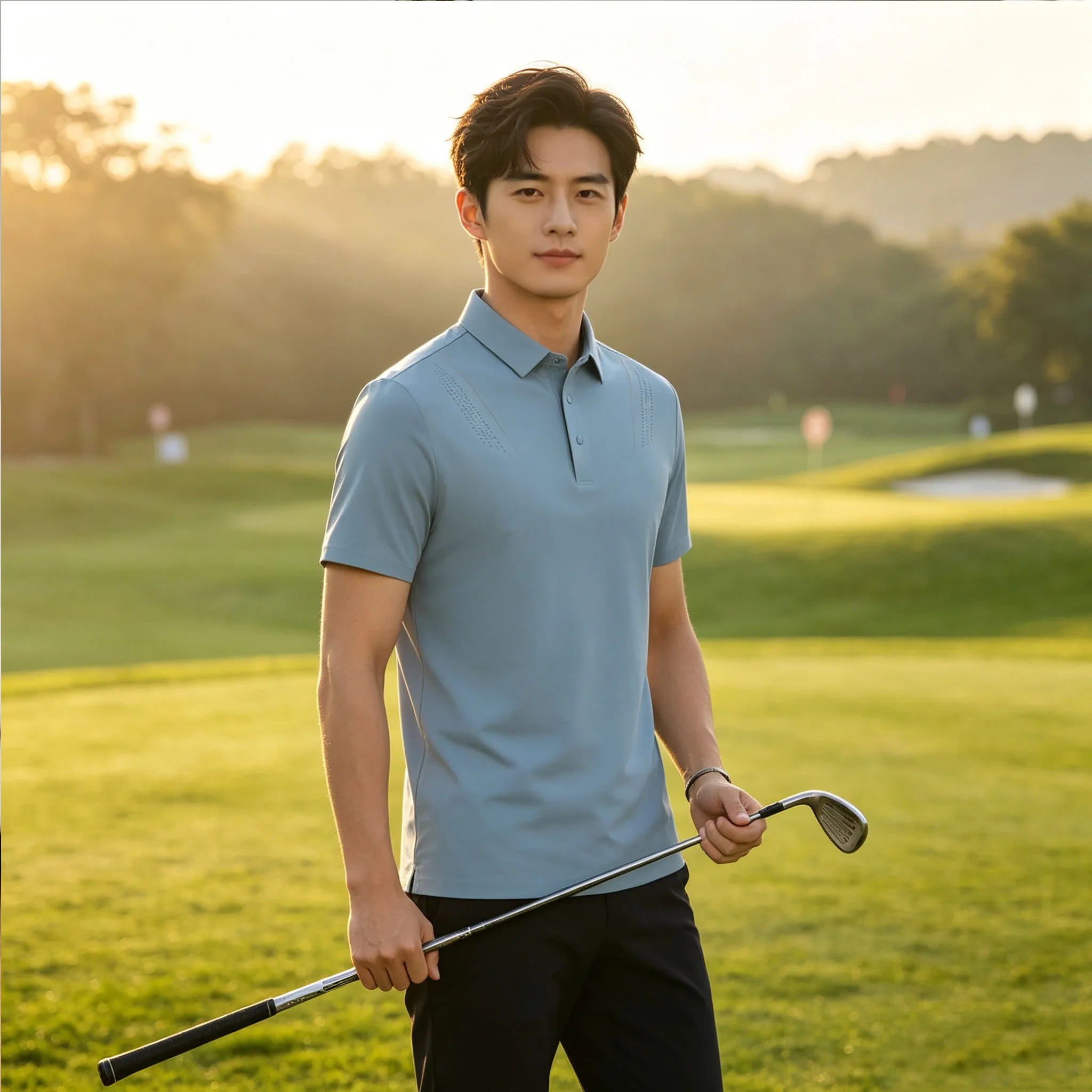 New Polo shirt short sleeved lapel casual solid color T-shirt