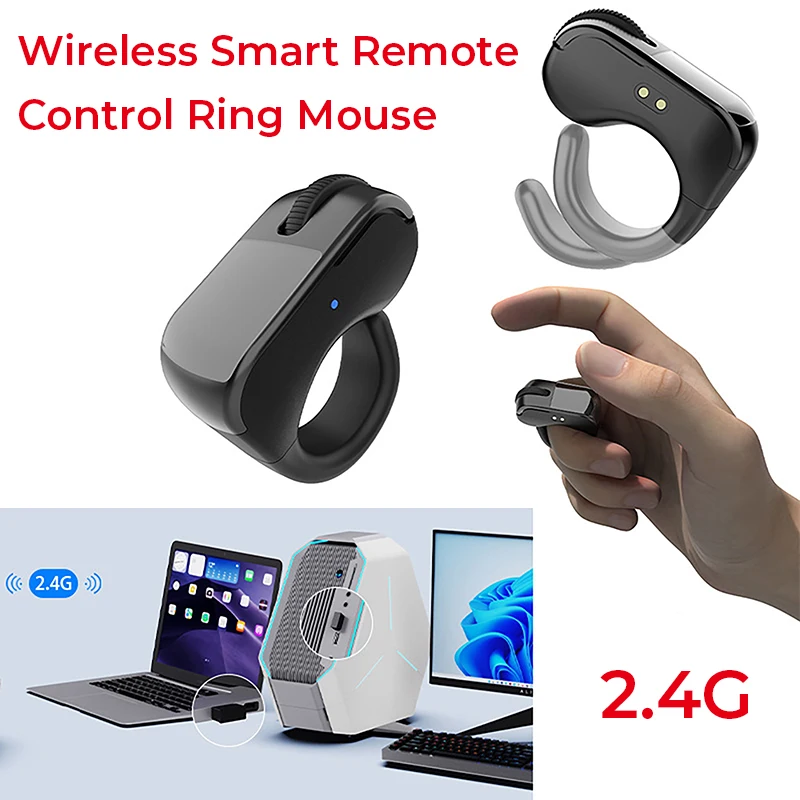 Ring Mouse Rechargeable Mini Light Weight Bluetooth 2.4G Dual-mode Wide Compatible Remote Control Selfie Scan Short Video Speech