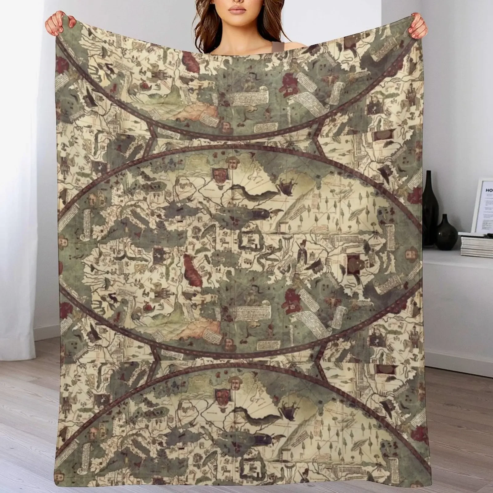 

Medieval Old Map Throw Blanket Blankets For Baby Bed covers Blankets