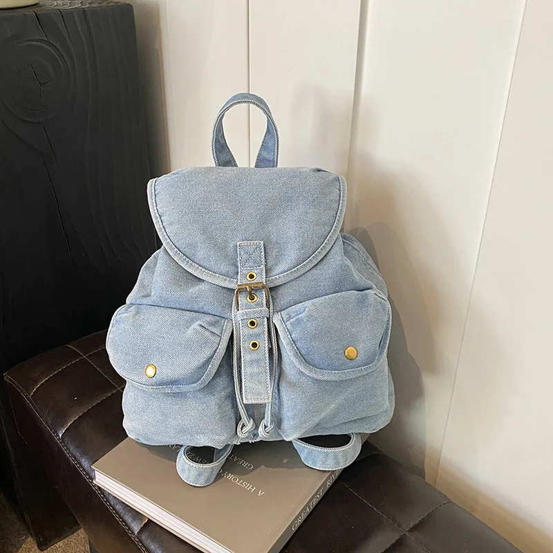 Fashion Casual Denim Women Backpack Large Capacity Jean Bag Teenage Girls School Shoulder Bag Female Backpack