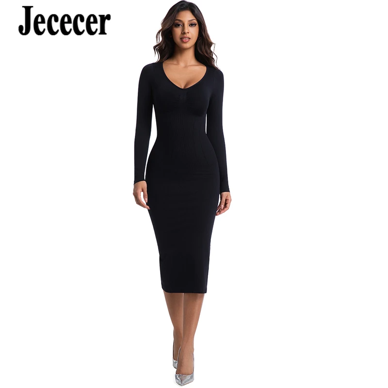 

Jecece, женское нижнее белье больших размеров, утягивающее тело, полные комбинезоны, длиннее, чем колени, облегающее длинное платье, вечернее платье