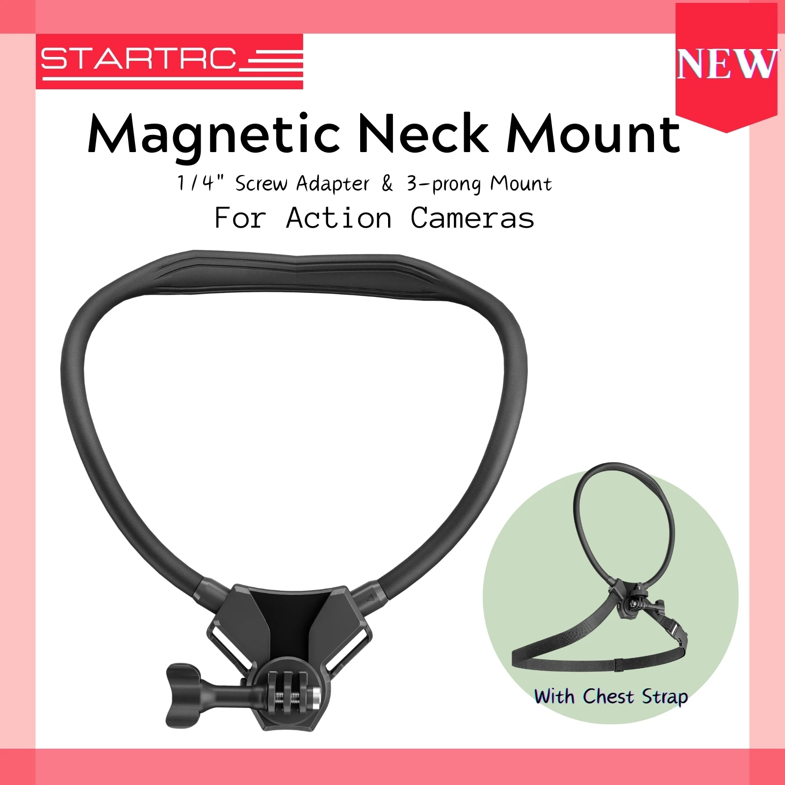 STARTRC Magnetic Neck Mount Necklace Bracket Quick Release Holder For Insta360 X4 GoPro 12 ACE PRO Osmo Action 4 Camera POV Gear