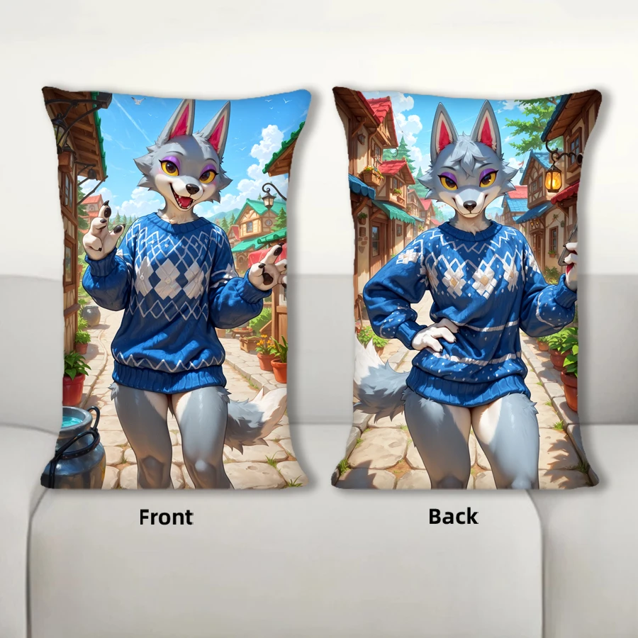 Dakimakura Anime Femboy Fang Sofa Cushion Body Pillow Cover Double Side Print Bedding Throw Pillow Case