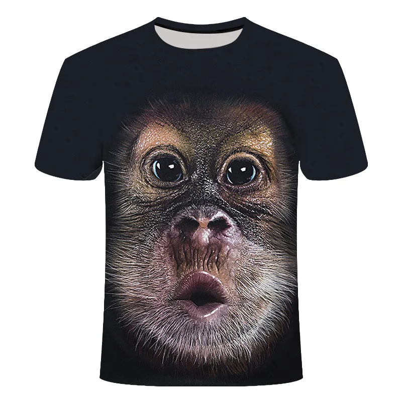 Funny 3D Monkey Graphic T Shirts for Men Clothing Casual Gorilla Animal T-shirt New Men's Hip Hop Short Sleeve T-shirts Tops Tee