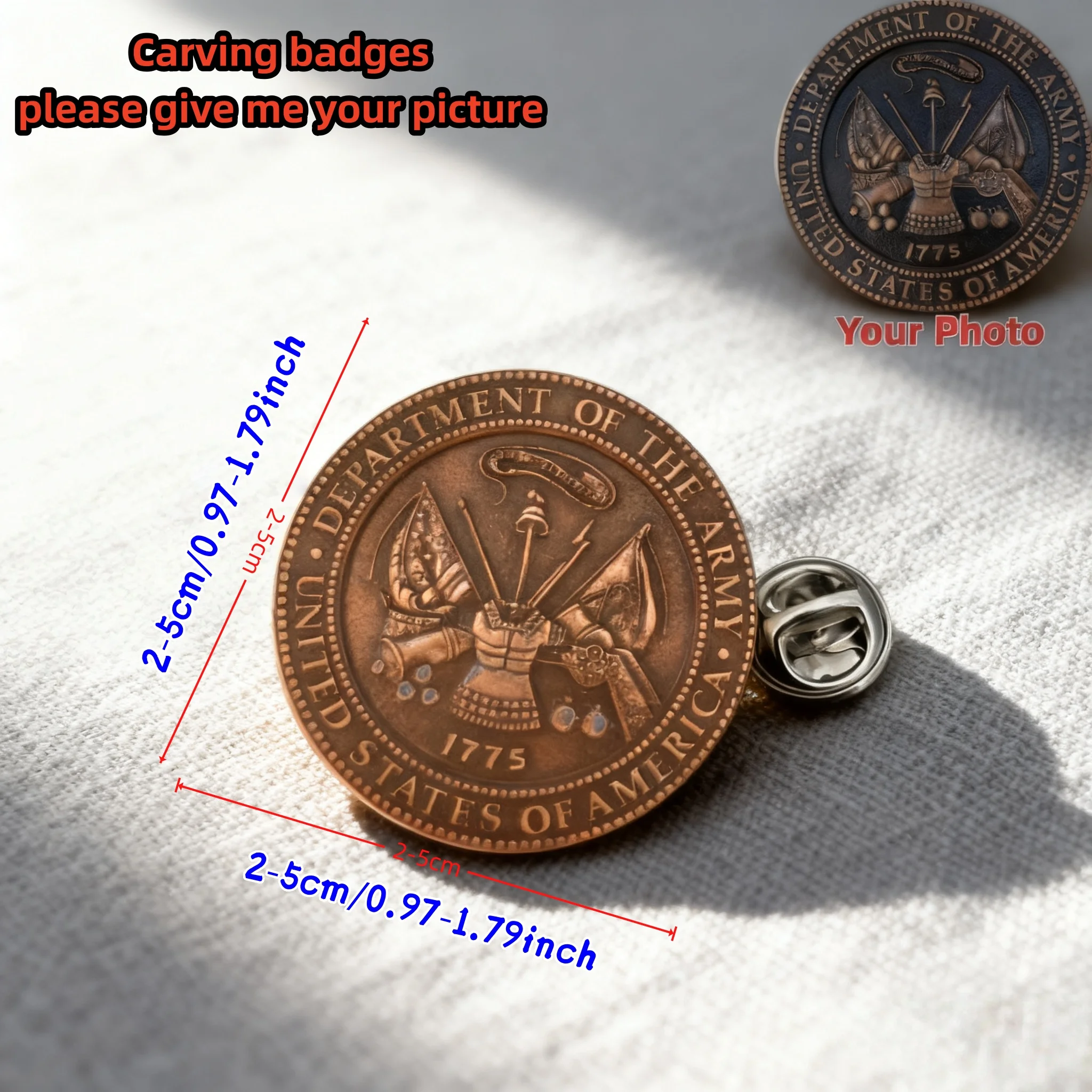 Custom Photo Brooch Personalized Commemoration Stainless Steel Hats for Jackets Backpacks Gift Souvenir Badge for Men view 4