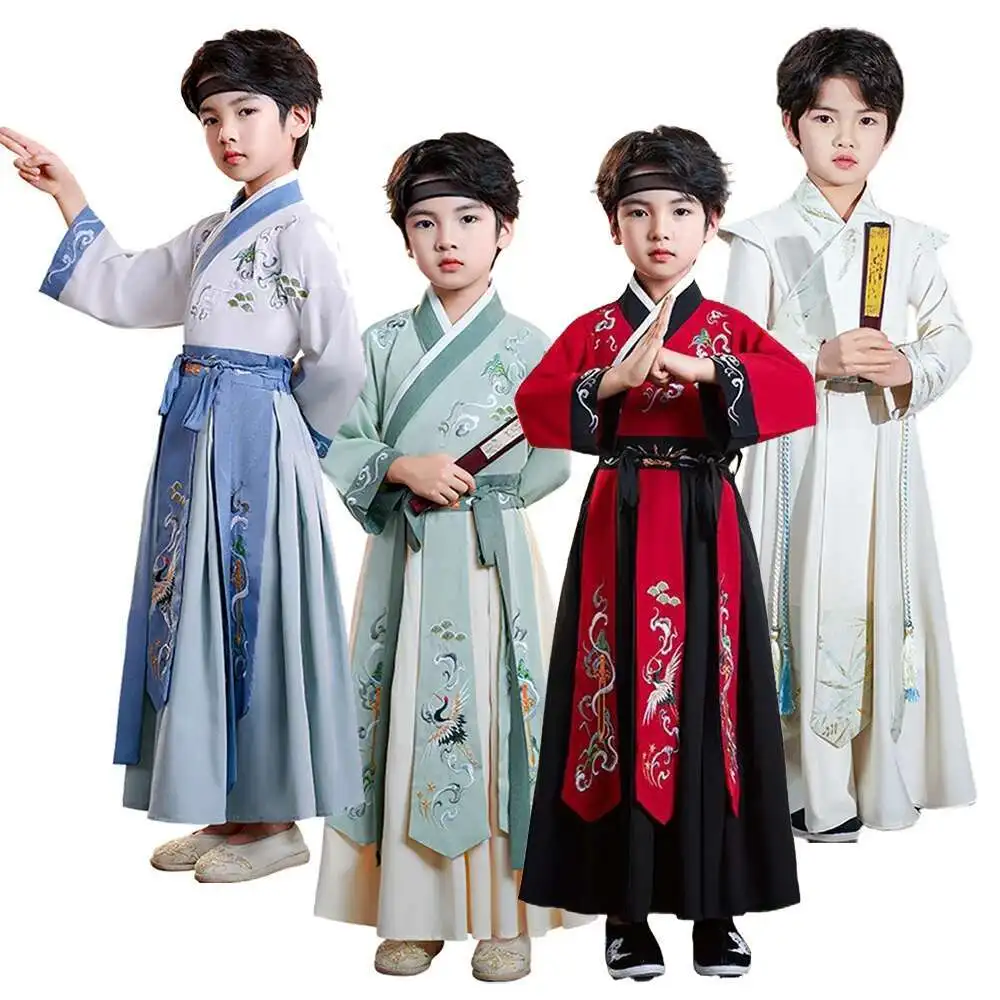 

Cosplay Costume Kids Tang Suit Performance Outfits Traditional Chinese Style Hanfu Set Children Boy Martial Samurai Knight Part