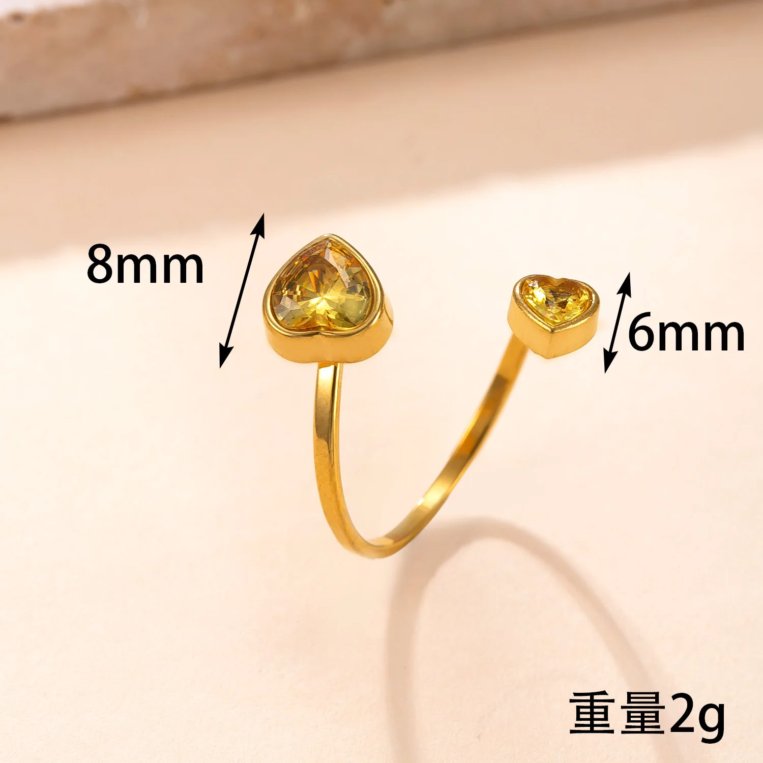 Skyrim الزركون القلب الدائري الفولاذ المقاوم للصدأ الذهب اللون المفتوحة خواتم موضة مجوهرات الزفاف الجمالية هدية بالجملة #6