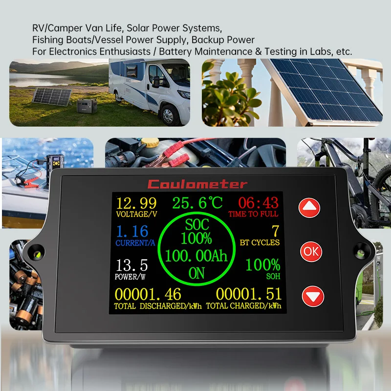 PZEM-041 50KW 500A Shunt 72V DC USB testeur charge électronique moniteur de décharge au Lithium capacité de la batterie vérificateur d'alimentation