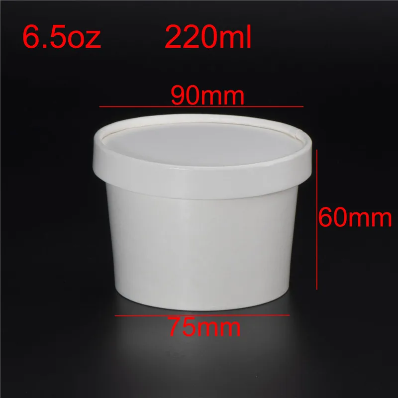 50pcs 2oz/3oz/4oz/5oz/8oz/12oz disposable ice cream paper box thick white packaging jelly pudding dessert cups with paper lid