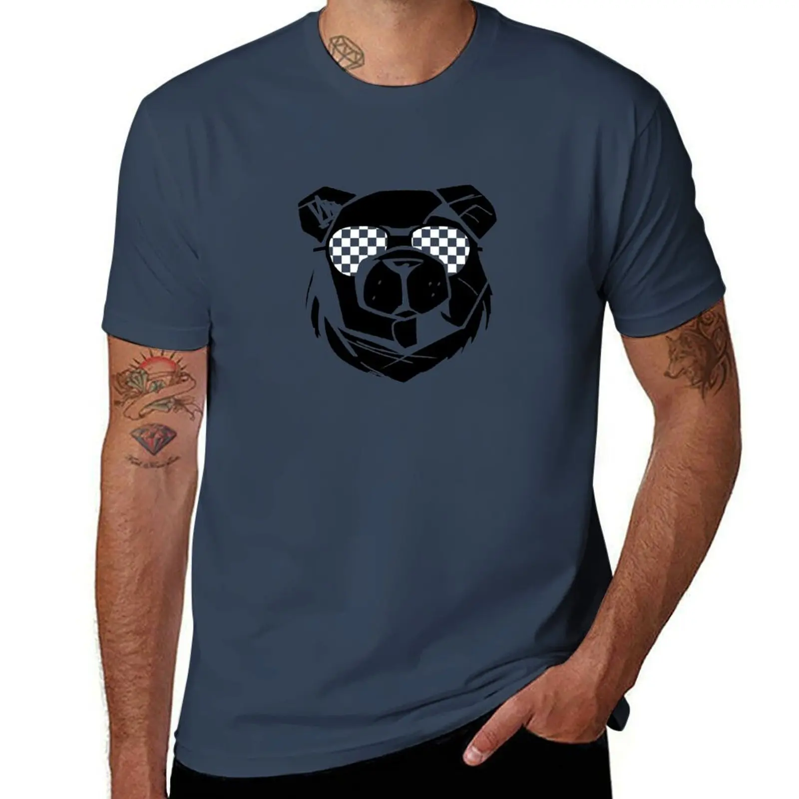 ROBUST BEAR POP GLASS 01 T-Shirt Large Size Breathable Tee