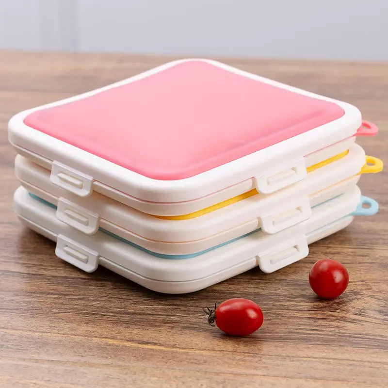 1pc Portable Sandwich Crisper Toast Storage Box Silicone Reusable Microwave Lunch Box Can Be Hung To Store Lunch Food Container view 4