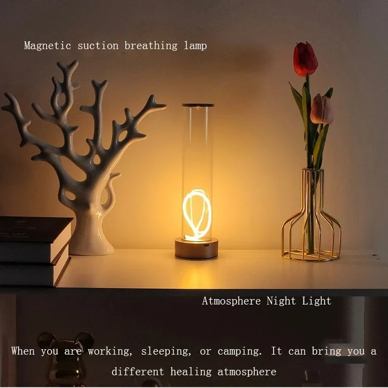 LED Magnetic Table Light USB Rechargeable Touch Control Three Brightness Atmosphere Mood Light Bedroom Bedhead Night Light