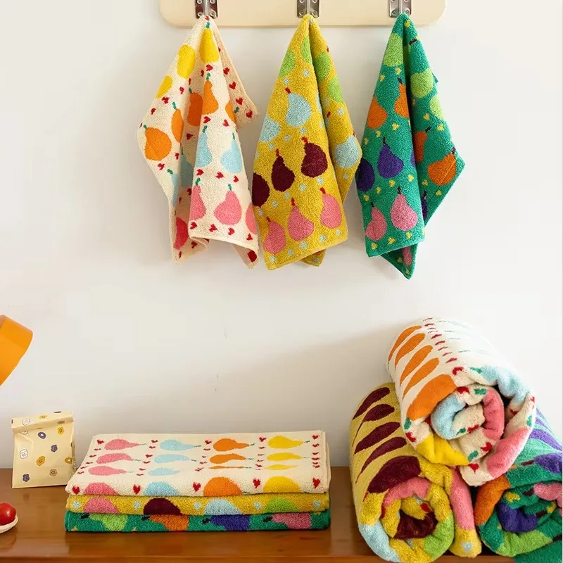 لطيف الكتابة على الجدران الكمثرى نمط القطن منشفة الوجه الناعمة للأطفال منشفة استحمام ماصة مريحة القطن منشفة منزلية مناشف الشاطئ #1