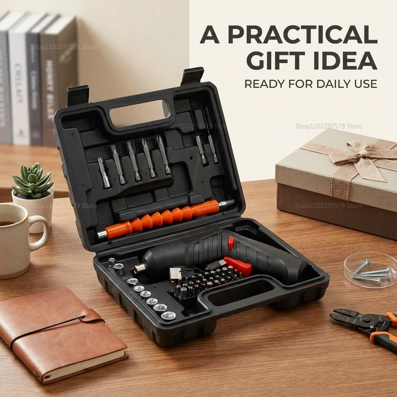 47PCS Rechargeable Electric Screwdriver Kit 3.6V Cordless Lithium Power Tool Set Foldable for Home DIY Furniture Repair Assembly