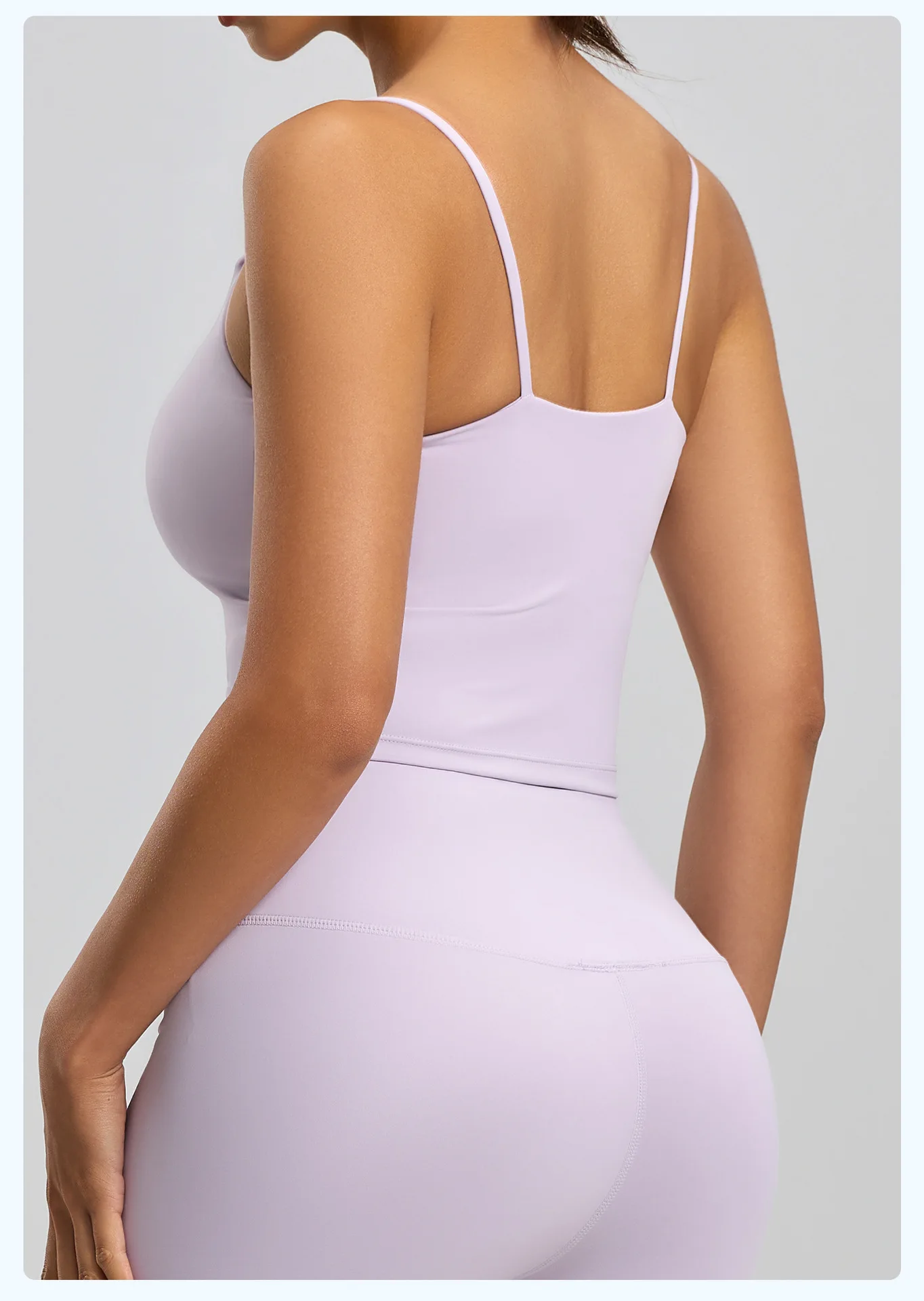 Women Spaghetti Strap Yoga Tank Top Built-in Fixed Bra Pads Beautiful Back Outerwear Workout Fitness Athletic Cami Top