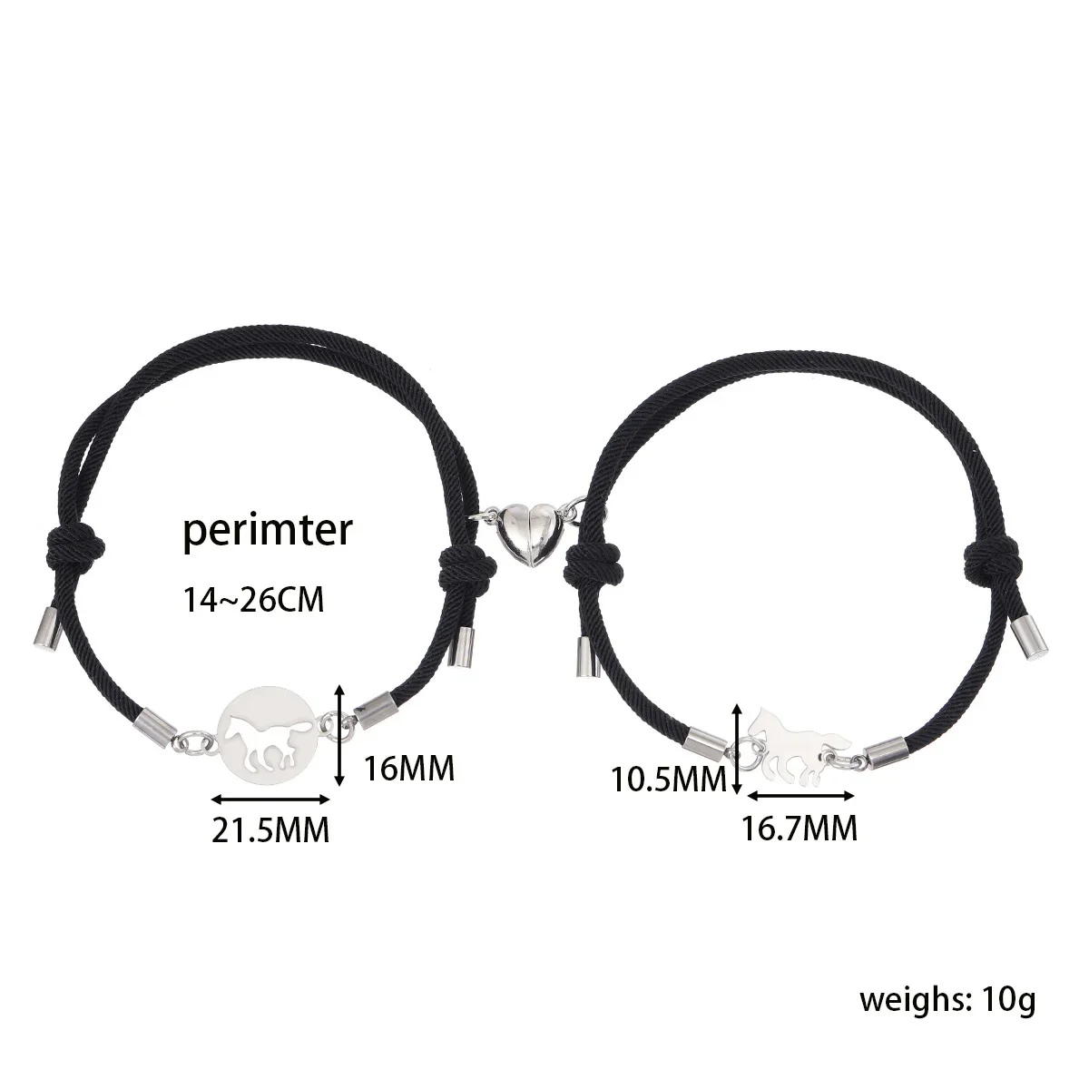 Couple Bracelets For Men And Women Fashion Love Magnetic Pony matching Bracelets Adjustable hand rope Jewelry Mother's Day Gifts