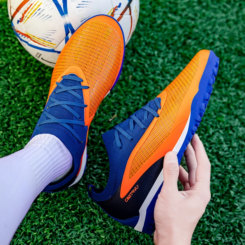 Men New TF Football Boots Sneakers Society Field Resistant Adult Breathable Male Soccer Shoes Training Top Quality Studded view 6